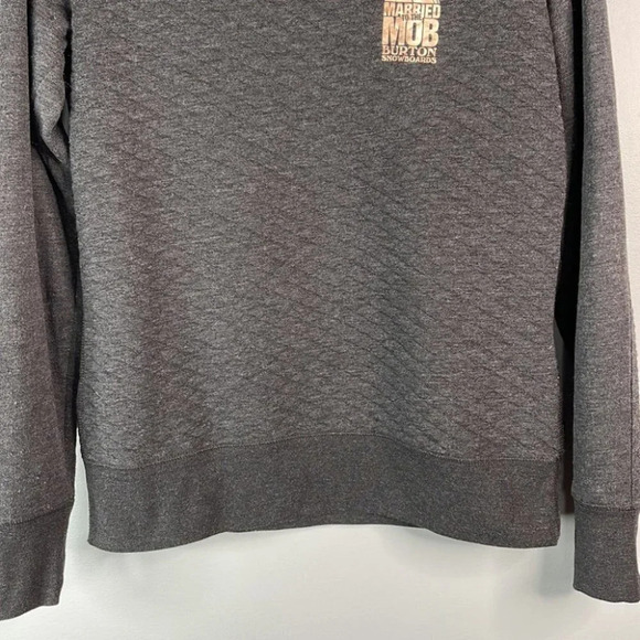 MARRIED TO THE MOB + BURTON Collab Quilted Crewneck Sweatshirt Grey Gold Size S - Picture 4 of 13